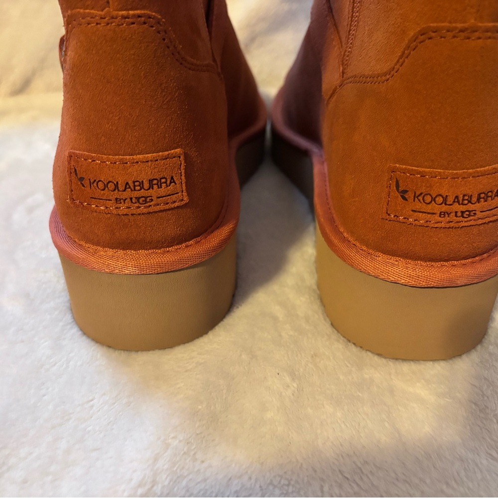 Koolaburra Orange Suede Shearling Mid-Calf Boots with Buckle NEW - Picture 5 of 9